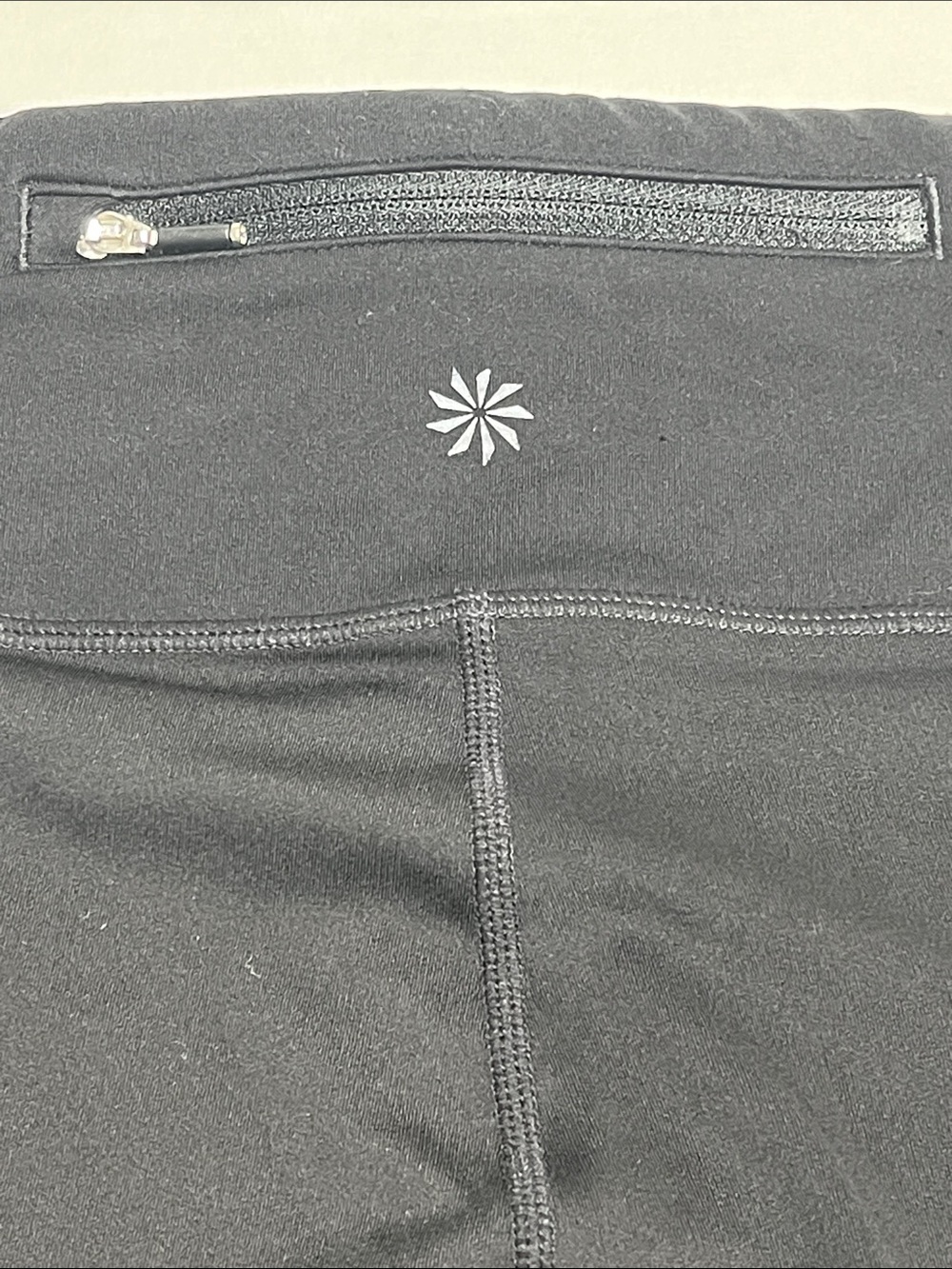 Athleta ST Black 7/8 Leggings Reflective Trim Zip Pocket Tall - Picture 8 of 8